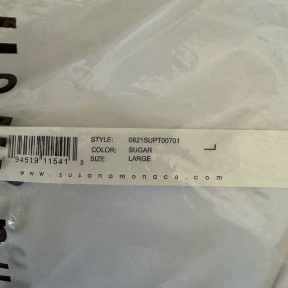 Susana Monaco One Shoulder Crop Long Sleeve Top in Sugar White NWT Size Large - Picture 7 of 8